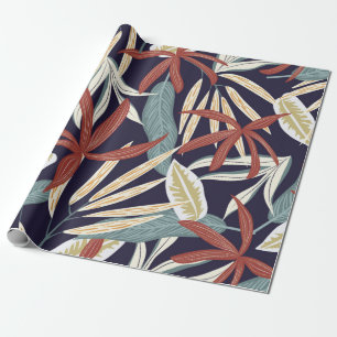 Creatief naadloos patroon met tropische planten op cadeaupapier