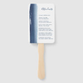 Creatief Navy Blauwd Waterverf Huwelijksprogramma Handwaaier (Achterkant)