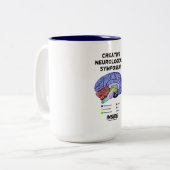 Creatief neurologisch symposium binnenin (hersenen tweekleurige koffiemok (Voorkant links)