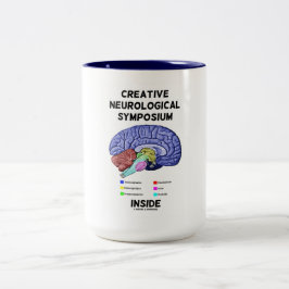 Creatief neurologisch symposium binnenin (hersenen tweekleurige koffiemok