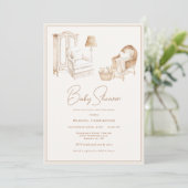 Creatief neutrale babyshower uitnodiging (Staand voorkant)