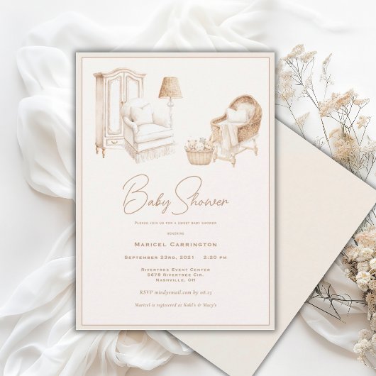 Creatief neutrale babyshower uitnodiging