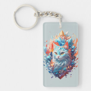 Creatief ontwerp van vuur en ijs kat sleutelhanger