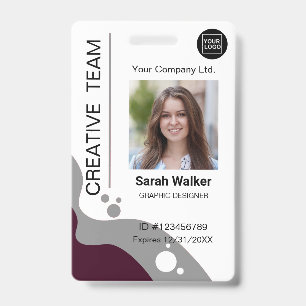 Creatief ontwerper Medewerker Foto Logo Naam Grijs Badge