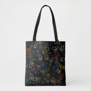 Creatief patroon van kleurrijke naam initialen tote bag