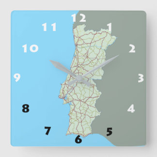 CREATIEF PORTUGAL MAP VIERKANTE KLOK