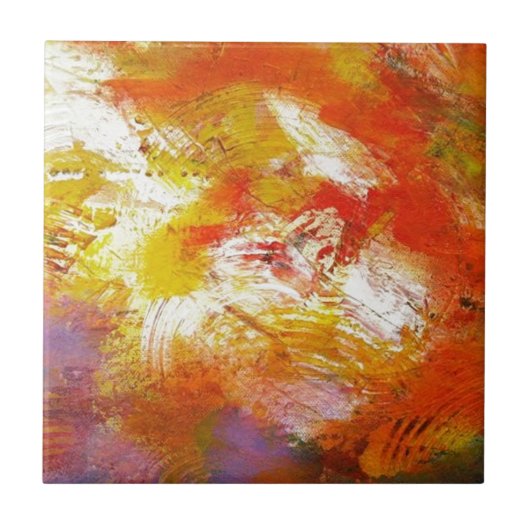 Creatief Rood Geel Abstract Art Tegel Tegeltje (Voorkant)