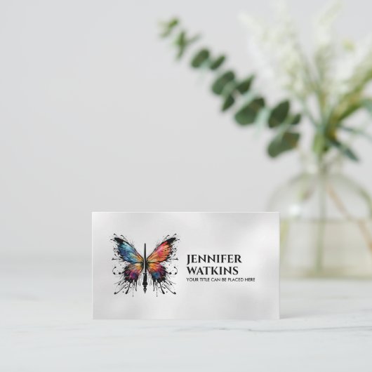 Creatief schrijven - Fountain Ink Pen Butterfly Visitekaartje (Staand voorkant)