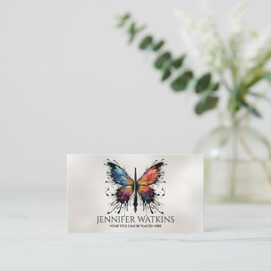 Creatief schrijven - Fountain Ink Pen Butterfly Visitekaartje (Staand voorkant)