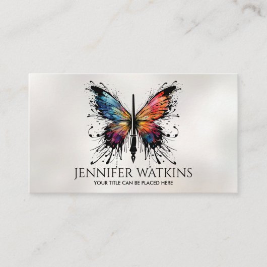 Creatief schrijven - Fountain Ink Pen Butterfly Visitekaartje (Voorkant)