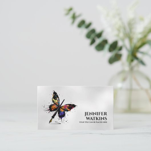Creatief schrijven - Fountain Ink Pen Butterfly Visitekaartje (Staand voorkant)