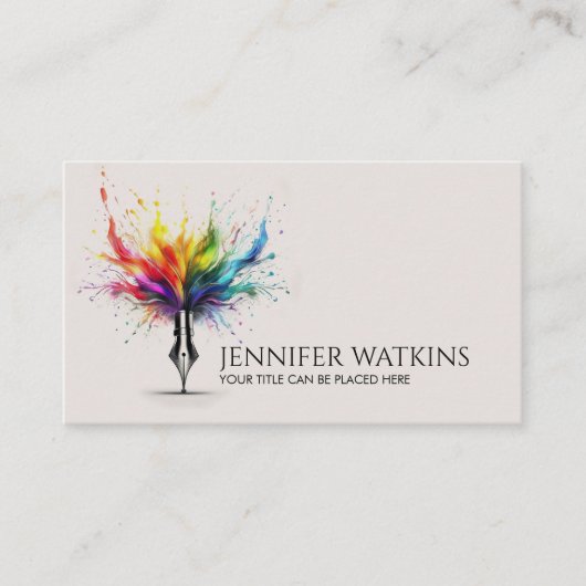 Creatief schrijven - Fountain Ink Pen Visitekaartje (Voorkant)