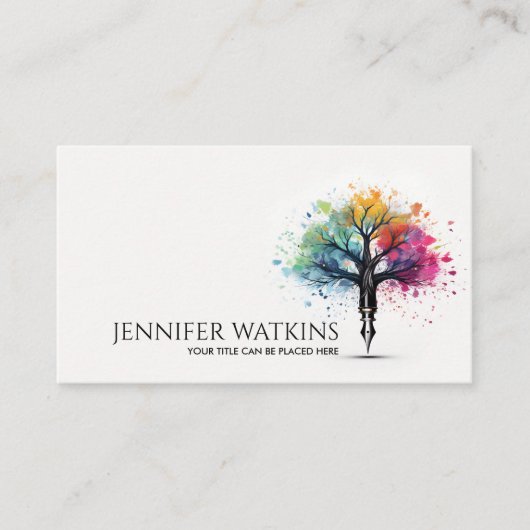 Creatief schrijven - Fountain Ink Tree Visitekaartje (Voorkant)