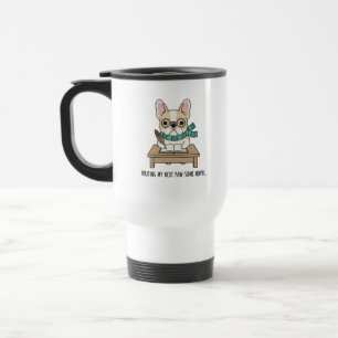 Creatief Schrijven Franse Puppy Studie Lieve Bulld Reisbeker