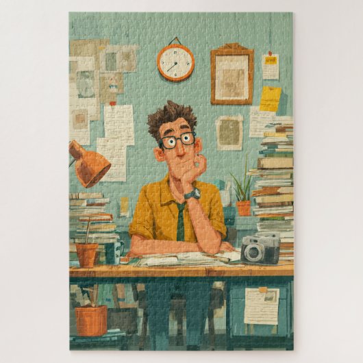Creatief schrijver in een druk kantoor legpuzzel (Verticaal)