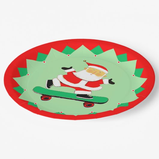Creatief Skateboarden Kerstfeest Papieren Bordje (Gekanteld)