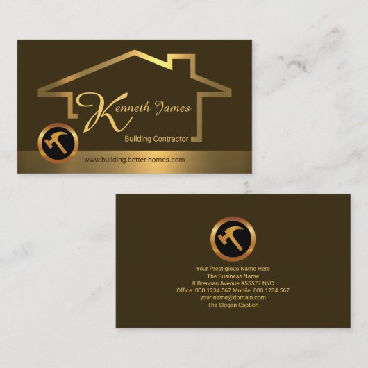 Creatief Stijlvol Goud Gebouw Lijst Bouw Visitekaartje (Voorkant / Achterkant)