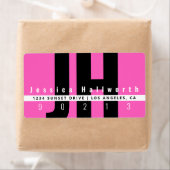 Creatief Uniek Modern | Roze Zwart Wit Adres Etiket (Insitu)