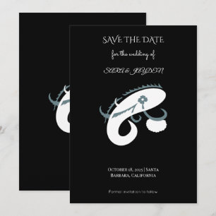 Creatief visserijlogo – modern hengelaarontwerp save the date