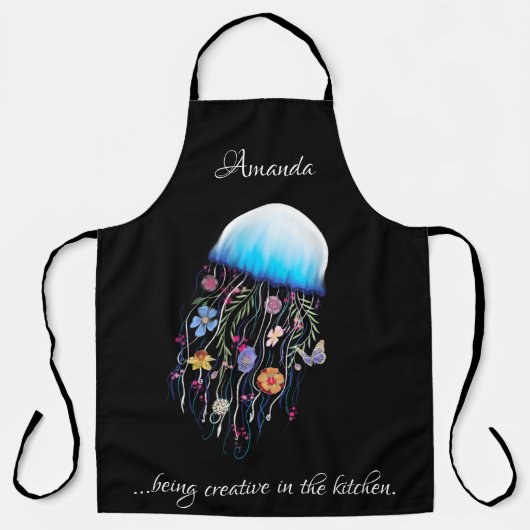 Creatief zijn in de keuken, florale kwallen schort (Voorkant)