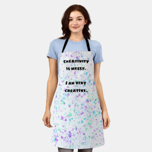 Creatief zijn is rommelig. Grappig artistiek schor Schort