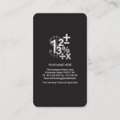 Creatief Zilveren Nummers Boekhouding Visitekaartje (Achterkant)