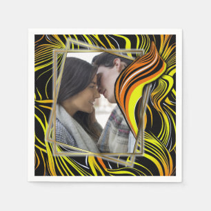 Creatief zwart, geel & oranje naadloos abstract servet