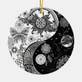 Creatief Zwart wit Yin Yang Nachtdag Mandala Keramisch Ornament (Voorkant)