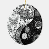 Creatief Zwart wit Yin Yang Nachtdag Mandala Keramisch Ornament (Links)