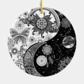 Creatief Zwart wit Yin Yang Nachtdag Mandala Keramisch Ornament (Achterkant)
