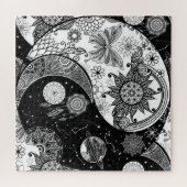 Creatief Zwart wit Yin Yang Nachtdag Mandala Legpuzzel (Horizontaal)