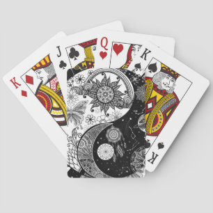 Creatief Zwart wit Yin Yang Nachtdag Mandala Pokerkaarten