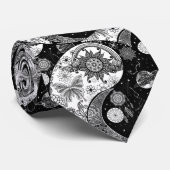 Creatief Zwart wit Yin Yang Nachtdag Mandala Stropdas (Opgerold)