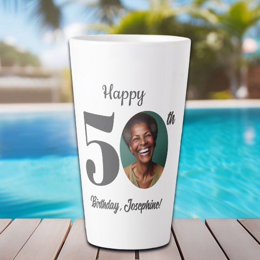 Creatieve 50ste verjaardag foto latte mok