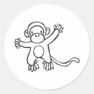 Creatieve aap in schetstekening ronde sticker
