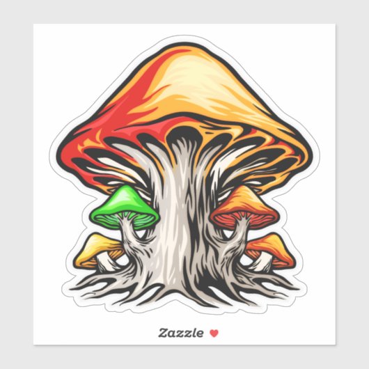 Creatieve aardse psychedelische paddenstoelenkunst sticker (Vel)