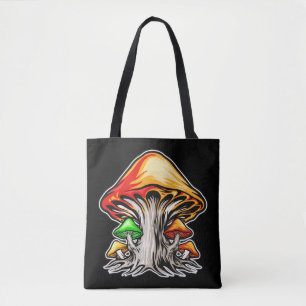 Creatieve aardse psychedelische paddenstoelenkunst tote bag