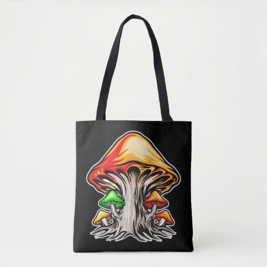 Creatieve aardse psychedelische paddenstoelenkunst tote bag (Voorkant)