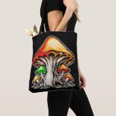 Creatieve aardse psychedelische paddenstoelenkunst tote bag (Dichtbij)