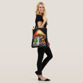 Creatieve aardse psychedelische paddenstoelenkunst tote bag (Op model)