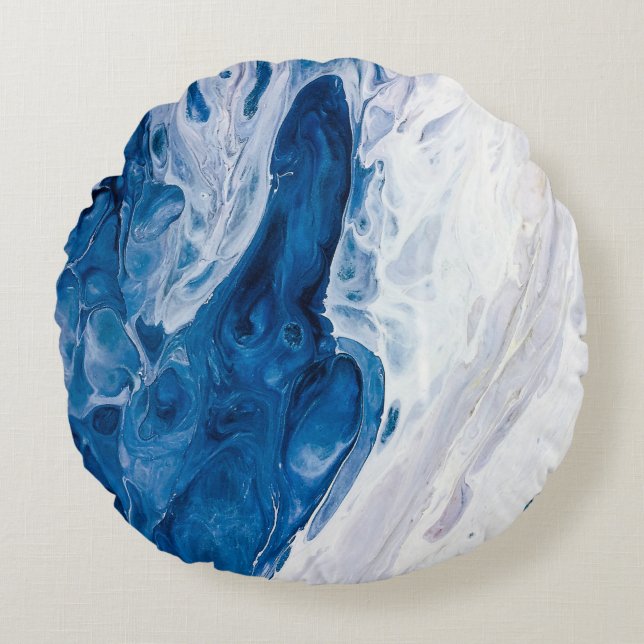 Creatieve abstracte handgeschilderde achtergrond,  rond kussen (Voorkant)