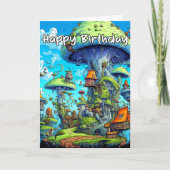 Creatieve Abstracte Mushroom Village Illustratie Kaart (Voorkant)