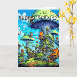 Creatieve Abstracte Mushroom Village Illustratie Kaart