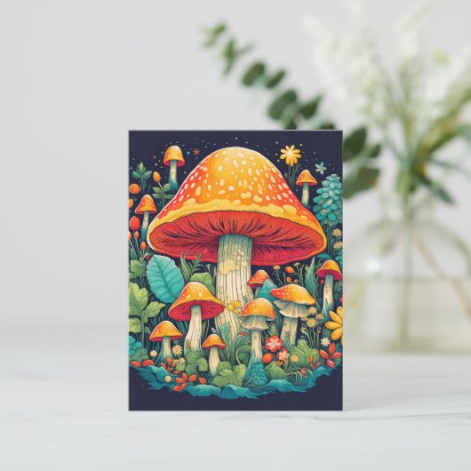 Creatieve Abstracte paddenstoel bos illustratie Briefkaart (Staand voorkant)