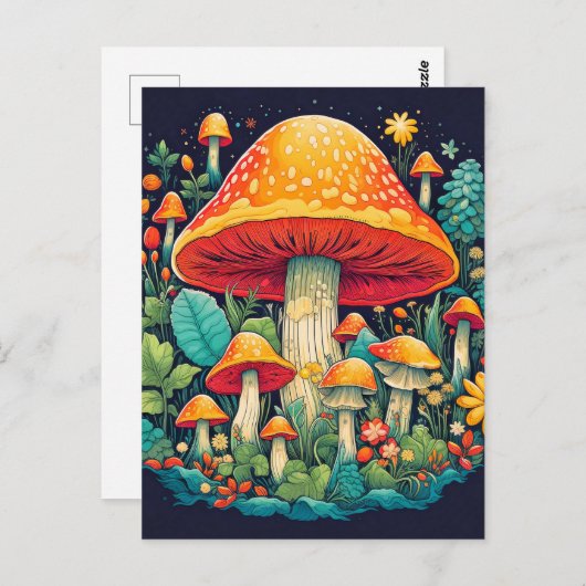 Creatieve Abstracte paddenstoel bos illustratie Briefkaart (Voorkant / Achterkant)