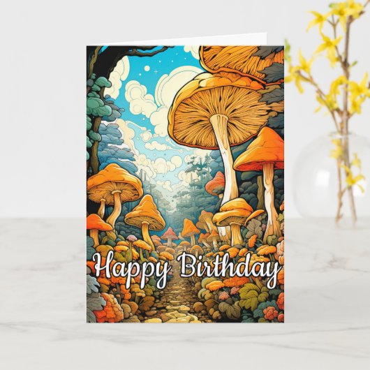 Creatieve Abstracte paddenstoel bos illustratie Kaart (Gele Bloem)