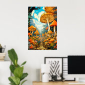 Creatieve Abstracte paddenstoel bos illustratie Poster (Thuiskantoor)
