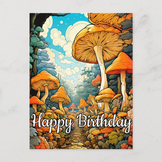 Creatieve Abstracte Paddenstoelen Bos Illustratie Briefkaart (Voorkant)