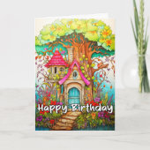 Creatieve Abstracte Paddenstoelhuis Illustratie Kaart (Voorkant)