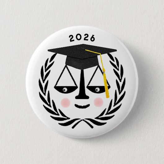 Creatieve afstudeerceremonie rechten ronde button 5,7 cm (Voorkant)